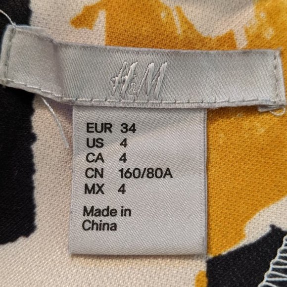 H&M Stretch Fit & Flare, Yellow / Black Dress, Sz. - Picture 4 of 4